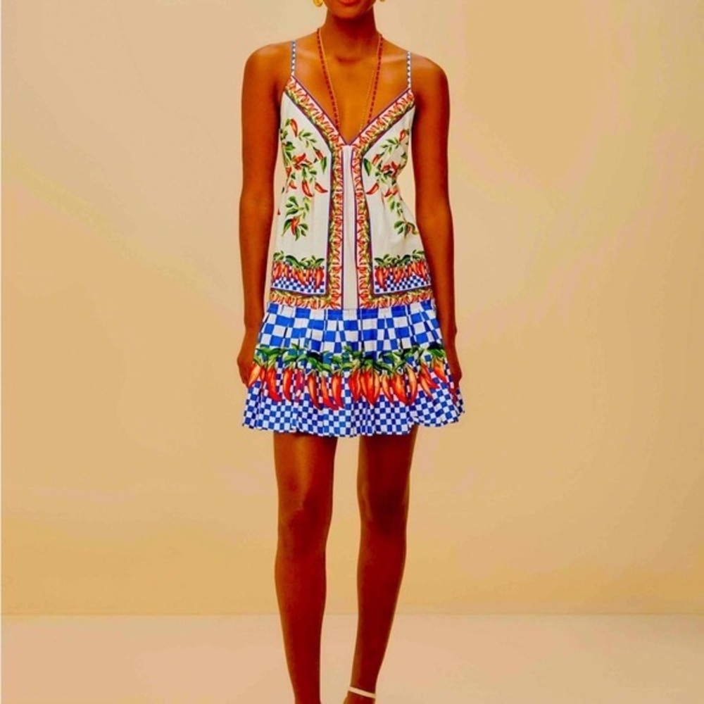 Off-White Picnic Peppers Ainika Organic Cotton Mini Dress
